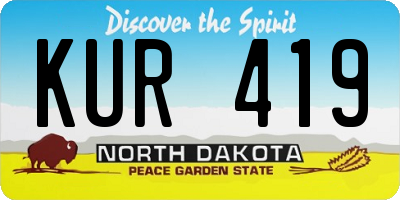ND license plate KUR419