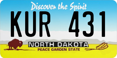 ND license plate KUR431