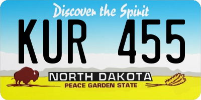 ND license plate KUR455