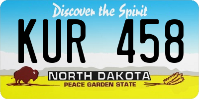 ND license plate KUR458