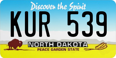 ND license plate KUR539