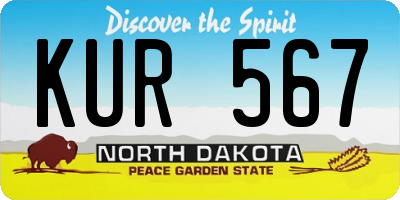 ND license plate KUR567