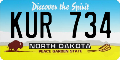 ND license plate KUR734