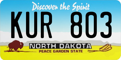 ND license plate KUR803