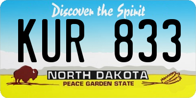 ND license plate KUR833