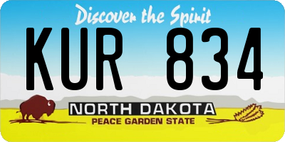 ND license plate KUR834