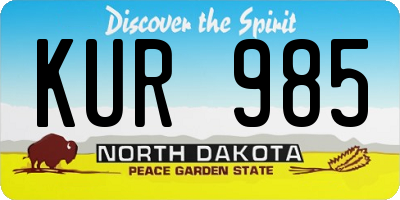 ND license plate KUR985