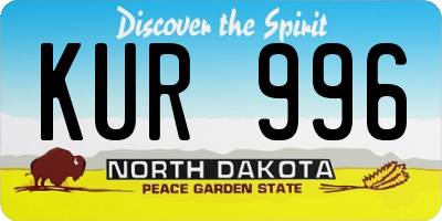 ND license plate KUR996