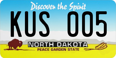 ND license plate KUS005