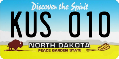 ND license plate KUS010