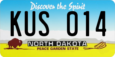 ND license plate KUS014