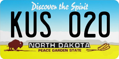 ND license plate KUS020