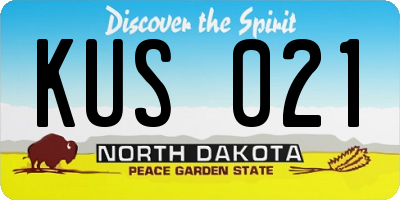 ND license plate KUS021