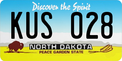 ND license plate KUS028