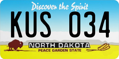 ND license plate KUS034