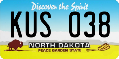 ND license plate KUS038