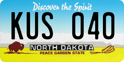 ND license plate KUS040
