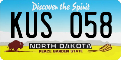 ND license plate KUS058