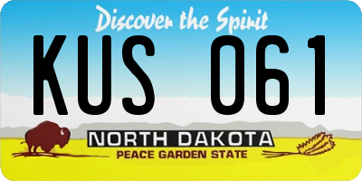 ND license plate KUS061