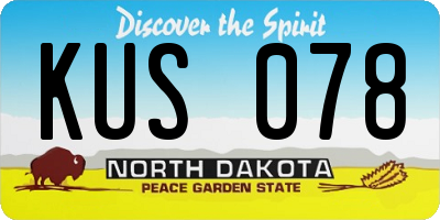 ND license plate KUS078