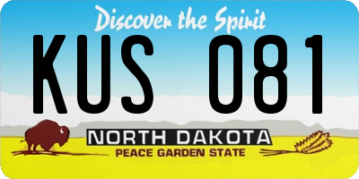 ND license plate KUS081