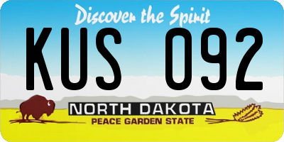 ND license plate KUS092
