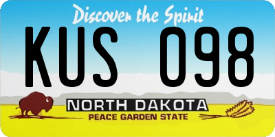 ND license plate KUS098