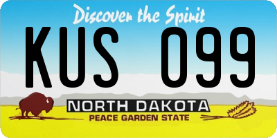 ND license plate KUS099
