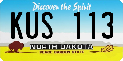 ND license plate KUS113