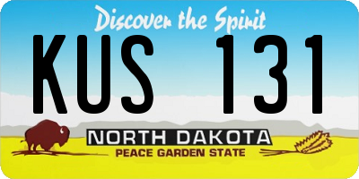 ND license plate KUS131