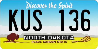 ND license plate KUS136
