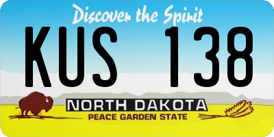 ND license plate KUS138