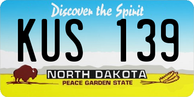ND license plate KUS139