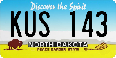 ND license plate KUS143