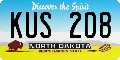 ND license plate KUS208
