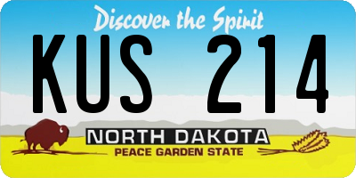 ND license plate KUS214