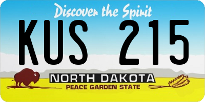 ND license plate KUS215