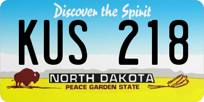 ND license plate KUS218