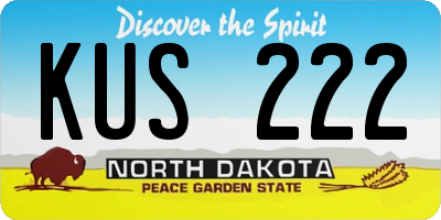 ND license plate KUS222