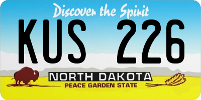 ND license plate KUS226