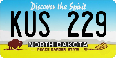 ND license plate KUS229