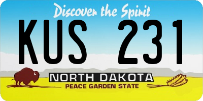 ND license plate KUS231