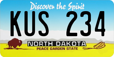 ND license plate KUS234