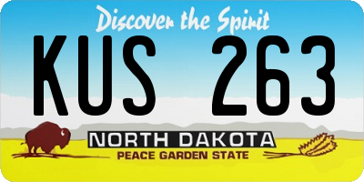 ND license plate KUS263