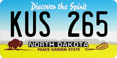 ND license plate KUS265