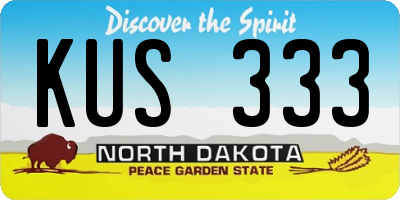 ND license plate KUS333