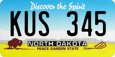 ND license plate KUS345