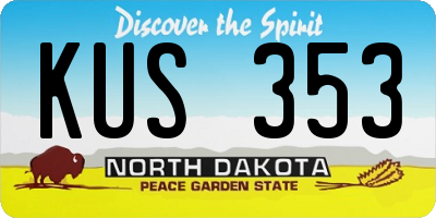 ND license plate KUS353