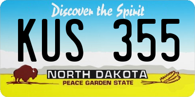ND license plate KUS355