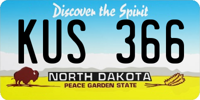 ND license plate KUS366